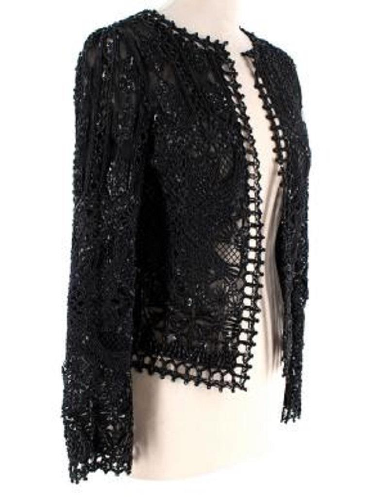Black Sheer Embellished Sequin Cropped Jacket For Sale at 1stDibs