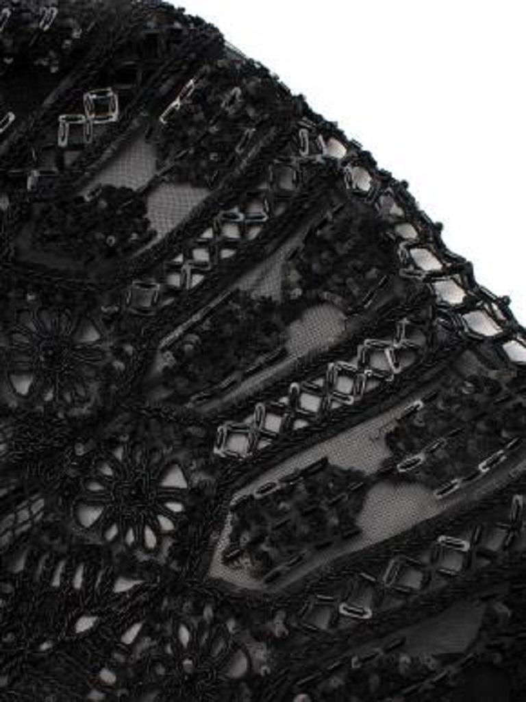 Women's Black Sheer Embellished Sequin Cropped Jacket For Sale
