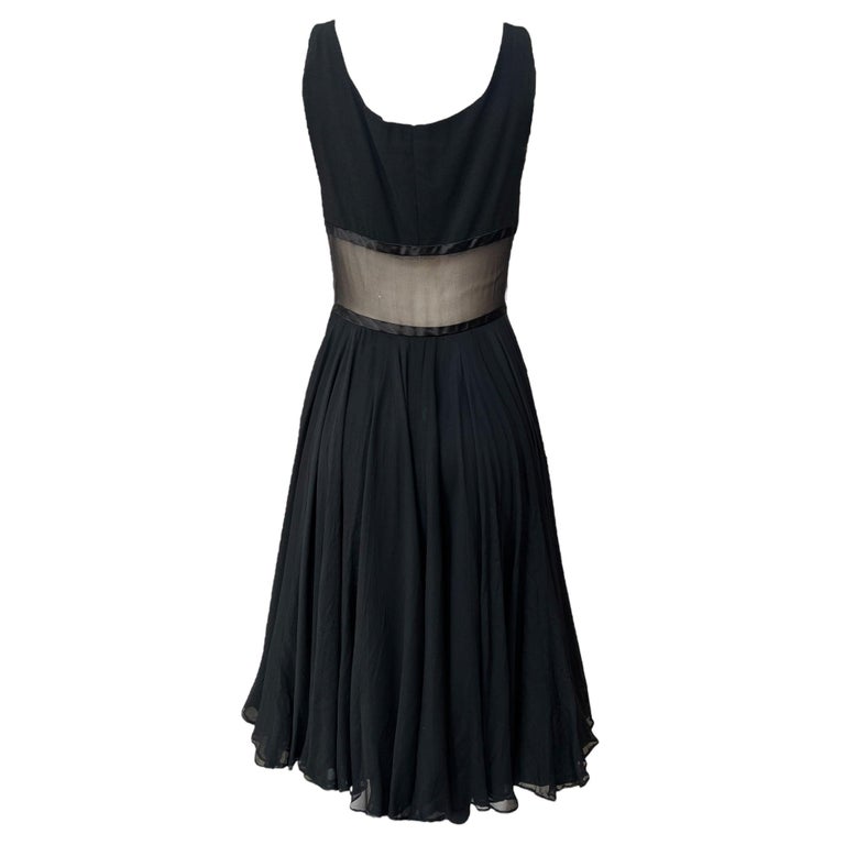 1960s Black Sheer Midriff Little Black Dress
