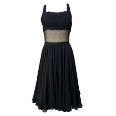 Black Sheer Midriff Little Black Dress, 1960s