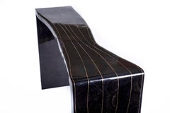 Black Shell Console with Bronze-Patina Brass Inserts by Kifu Paris