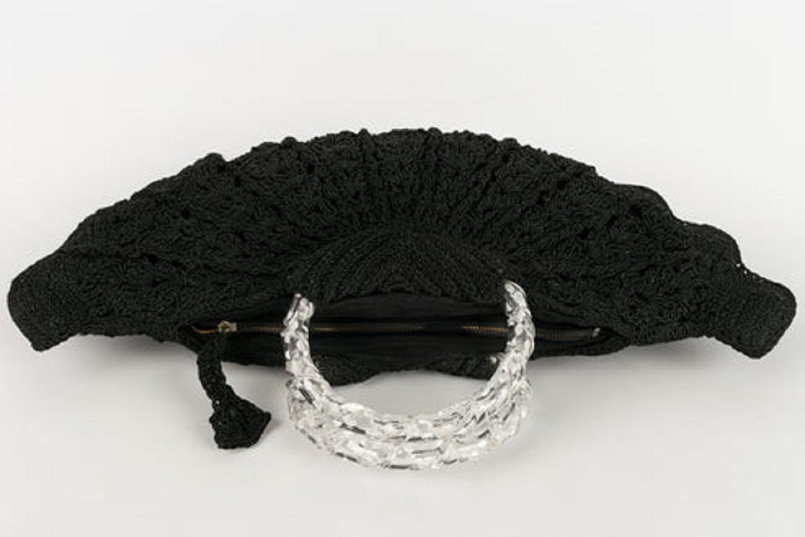 Schwarze Vintage-Tasche in Muschelform Damen im Angebot