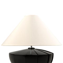 Black Shell Table Lamp in Solid Mahogany Wood