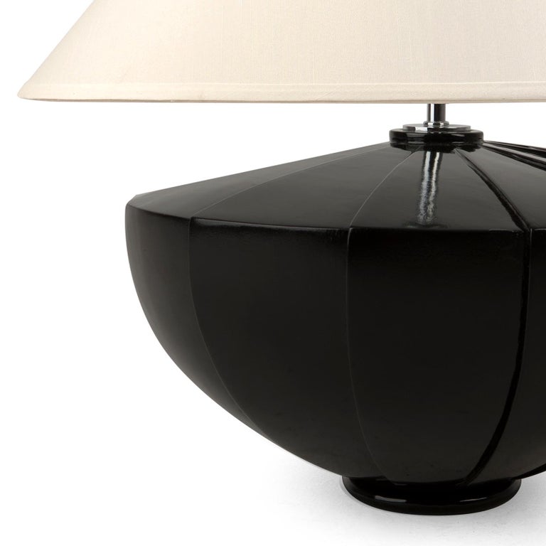 Black Shell Table Lamp in Solid Mahogany Wood For Sale at 1stDibs