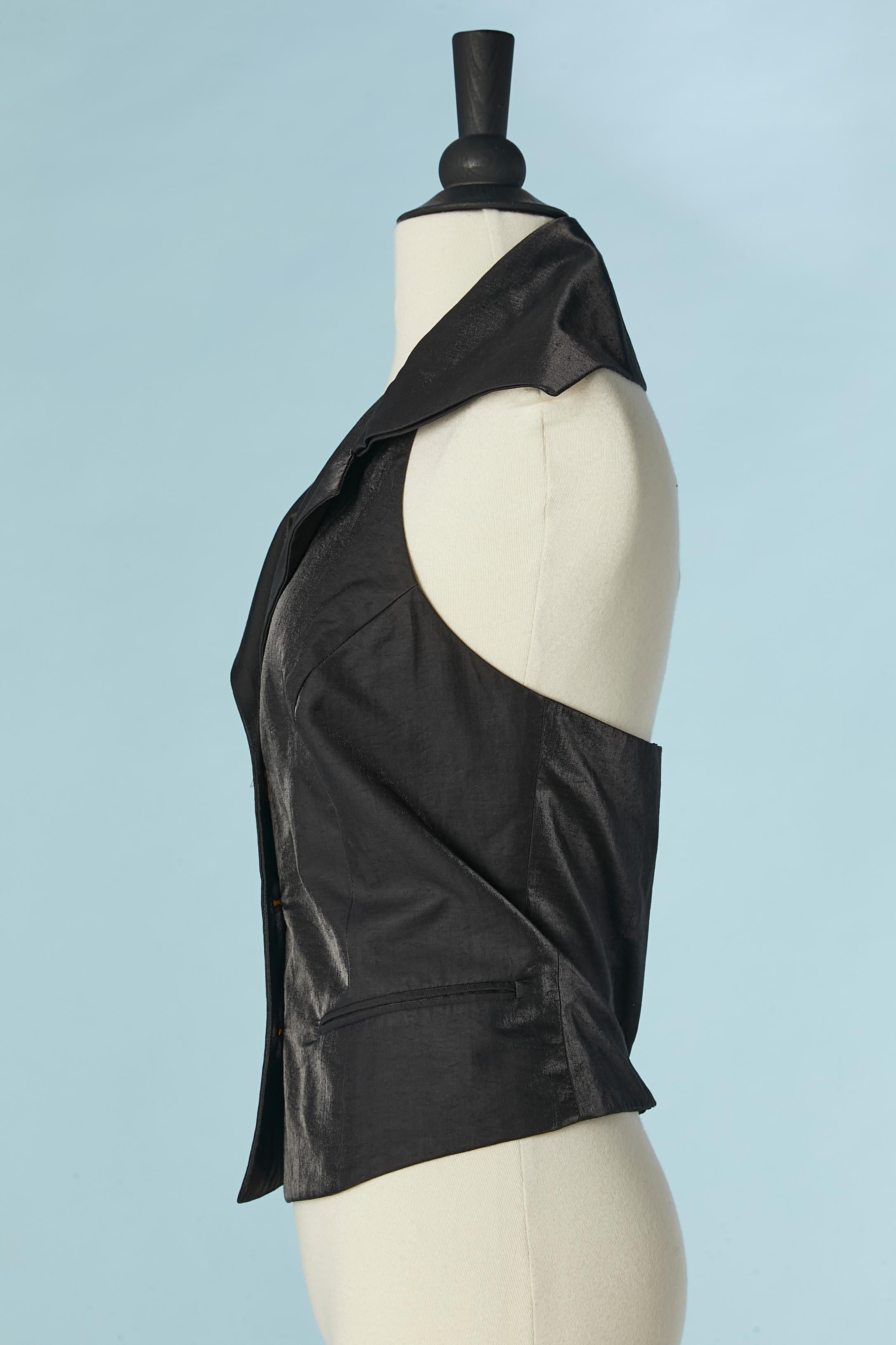 Women's Black shiny backless vest Vivienne Westwood Red LABEL