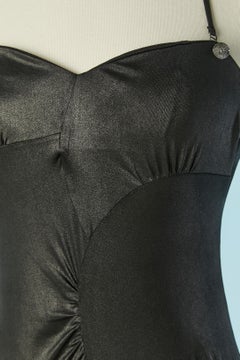 Black shiny one piece bathing-suit CHANEL