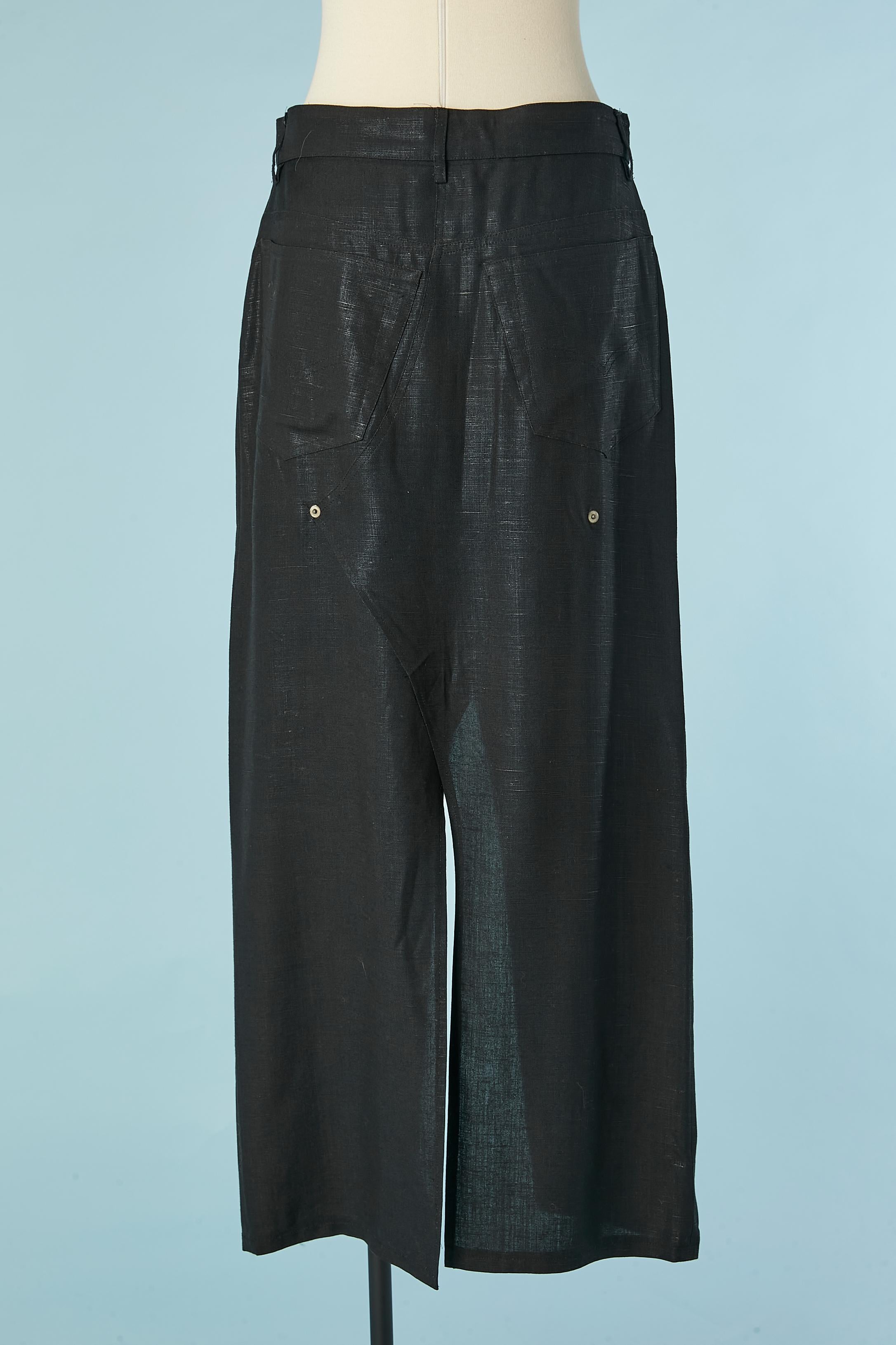 Women's or Men's Black shiny rayon and linen skirt-trouser John Galliano  For Sale