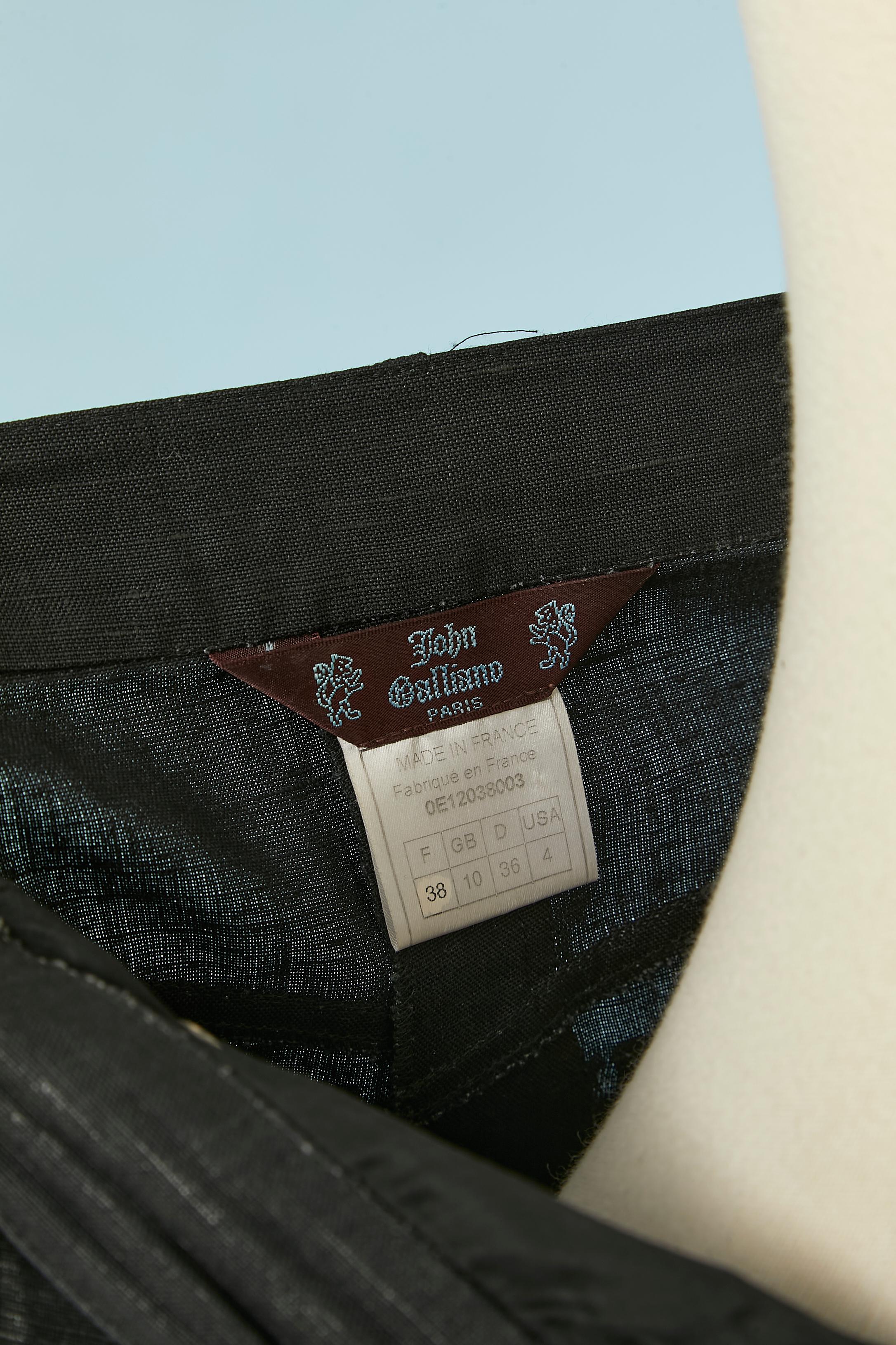Jupe-pantalon en lin et rayonne brillante noire John Galliano  en vente 2