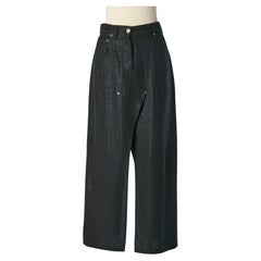 Gonna-pantalone John Galliano in rayon e lino lucido nero