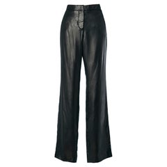 Black shiny satin trouser with back pockets Chanel