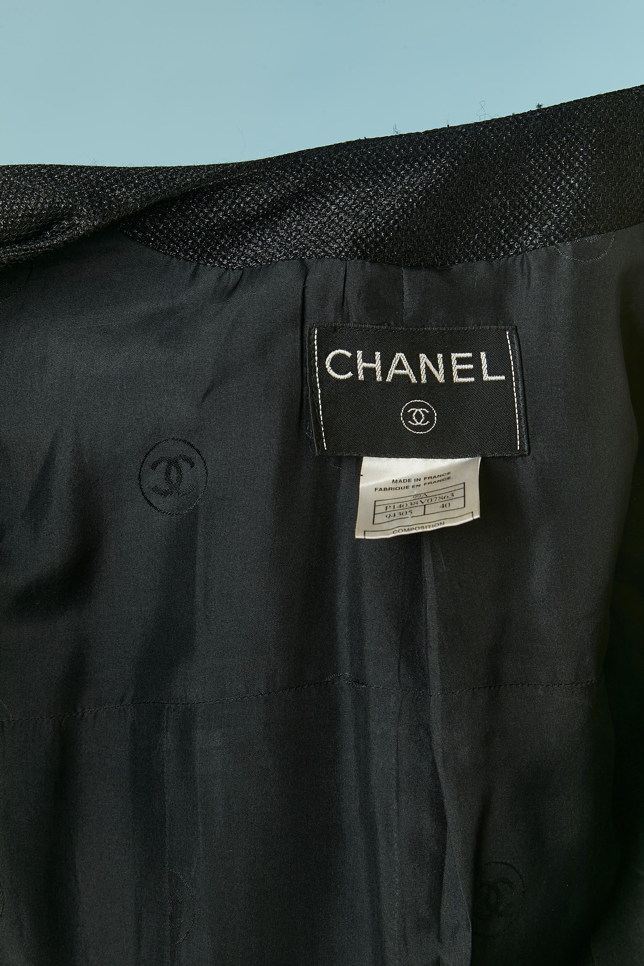 Black shiny single breasted coat CHANEL 2