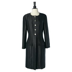 Black shiny single breasted coat CHANEL