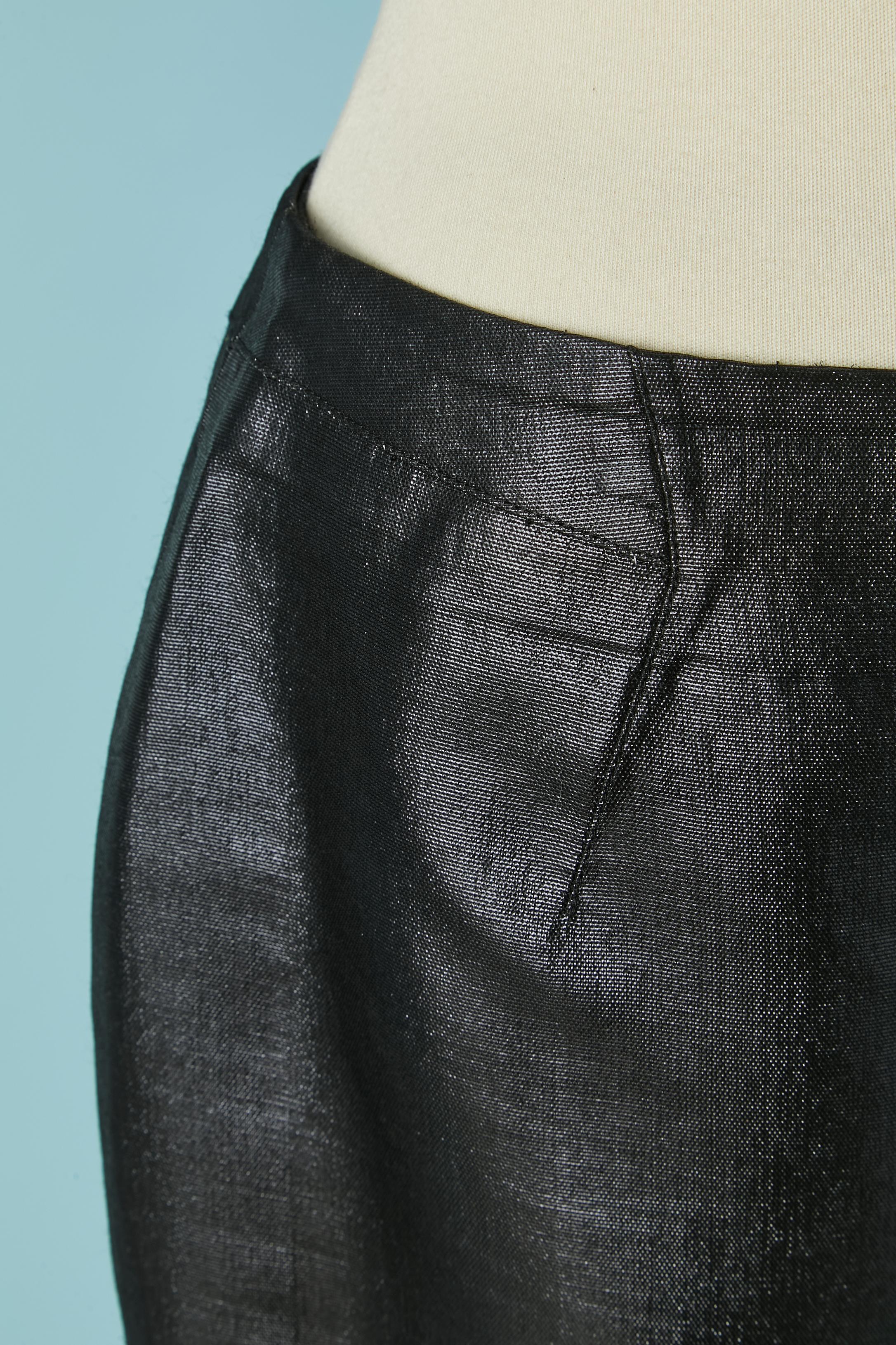 Noir Jupe noire brillante fendue sur le devant THIERRY MUGLER COUTURE en vente