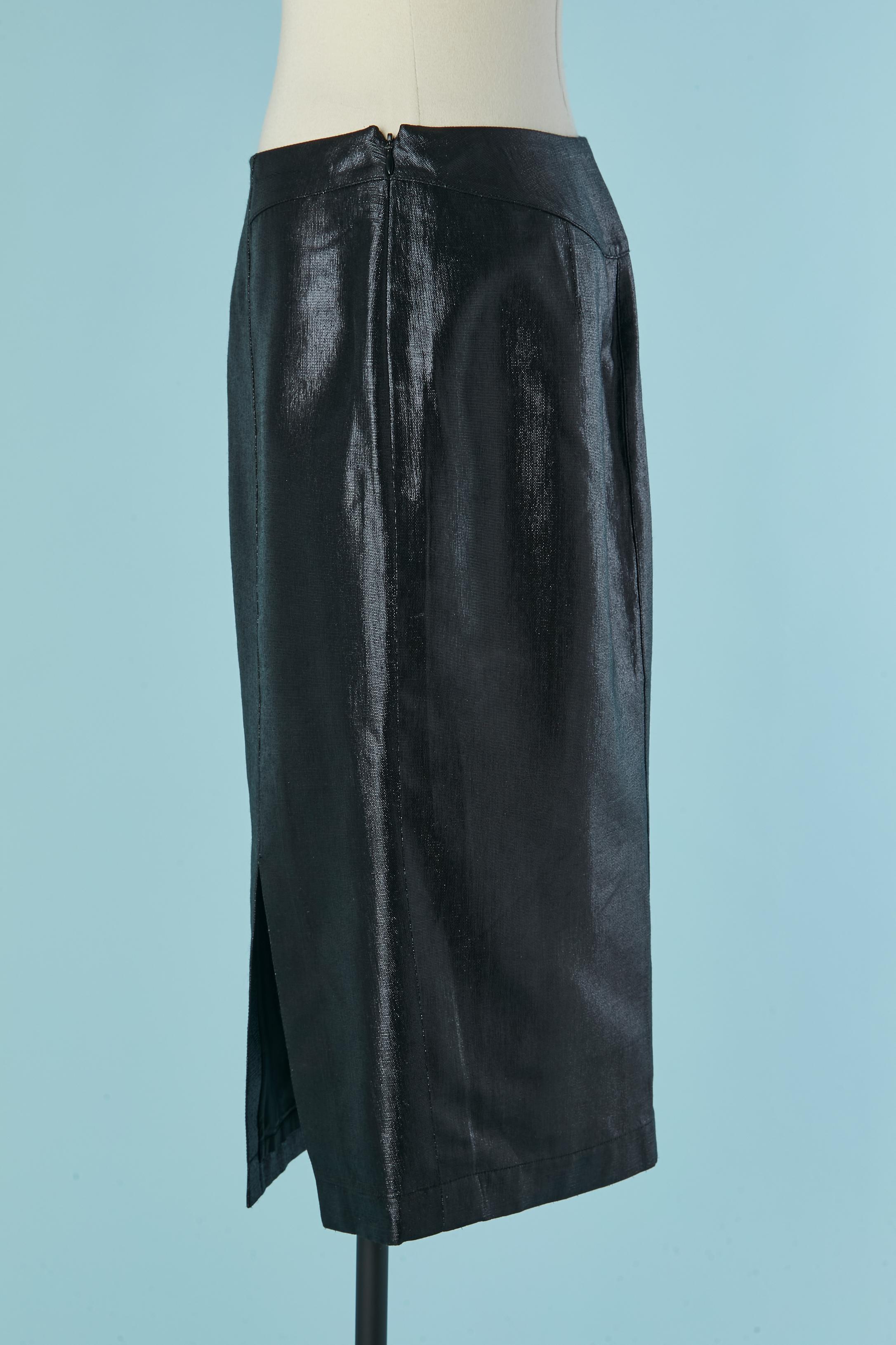 Jupe noire brillante fendue sur le devant THIERRY MUGLER COUTURE Excellent état - En vente à Saint-Ouen-Sur-Seine, FR