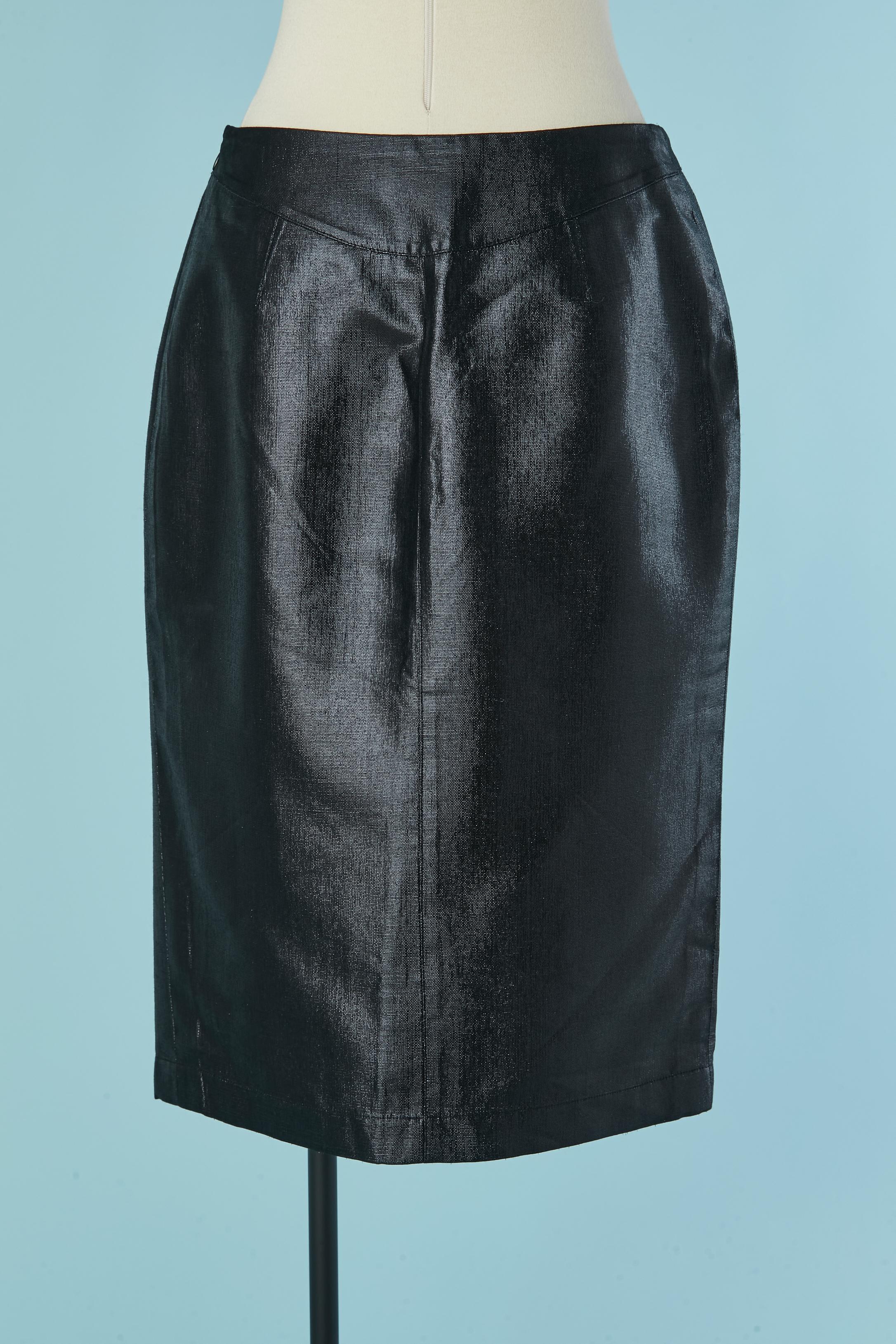 Jupe noire brillante fendue sur le devant THIERRY MUGLER COUTURE Pour femmes en vente