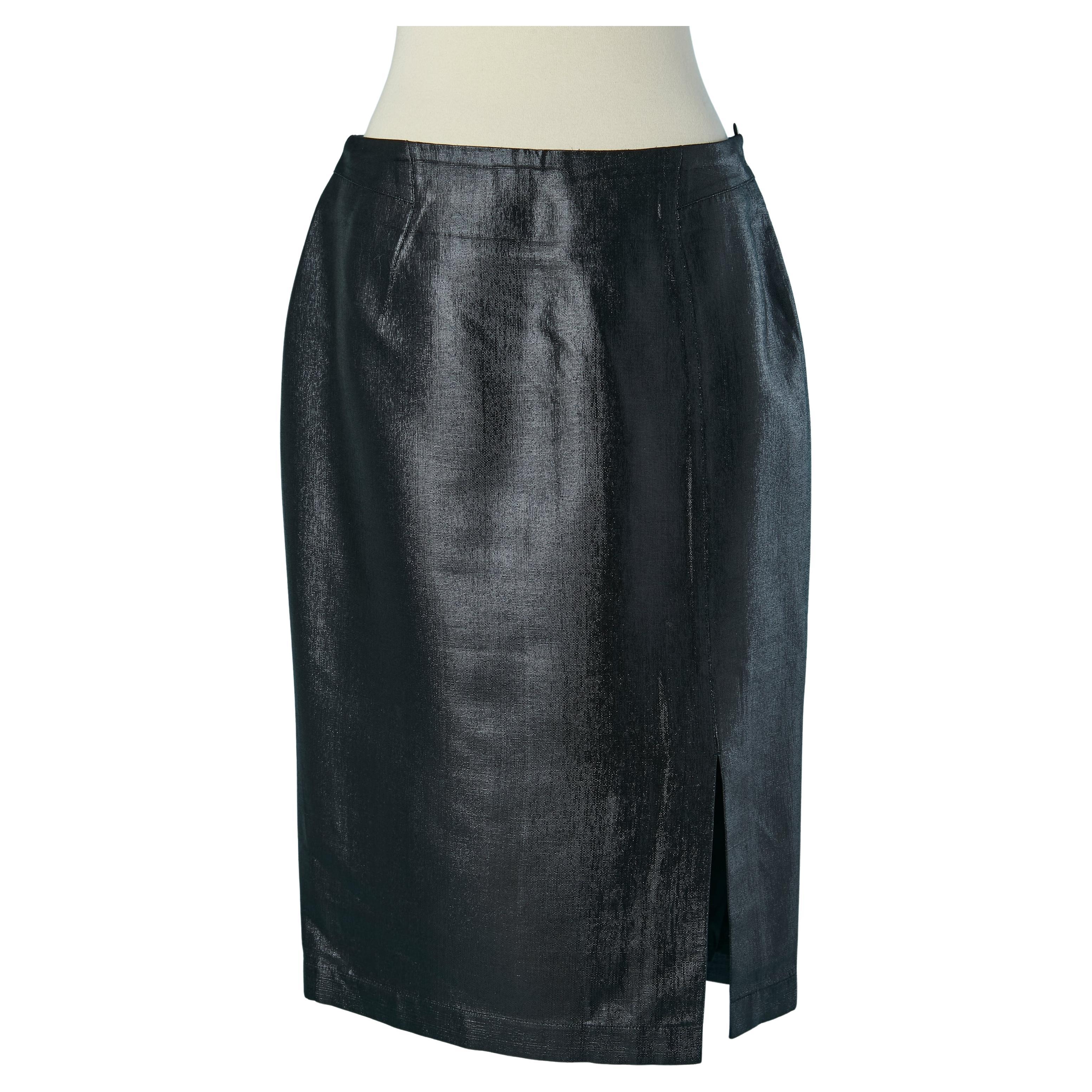 Black shiny skirt with split on the front THIERRY MUGLER COUTURE