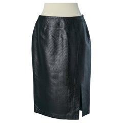 Falda negra brillante con abertura delantera THIERRY MUGLER COUTURE