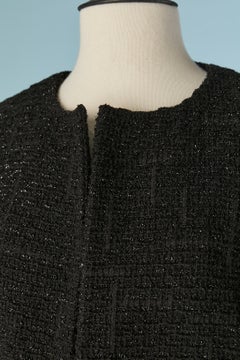 Black shiny tweed edge to edge coat CHRISTIAN DIOR