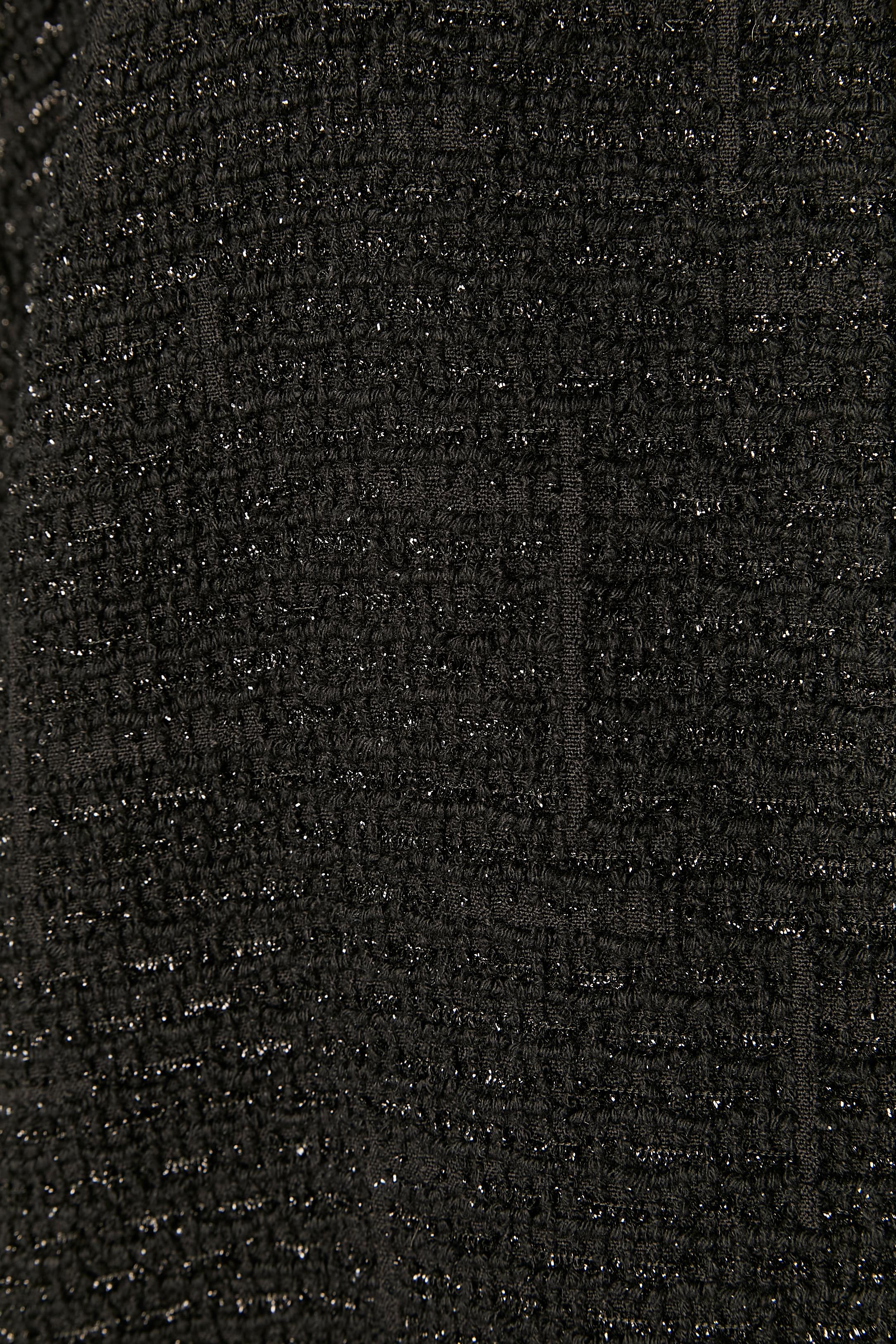 Nero Black shiny tweed edge to edge coat CHRISTIAN DIOR in vendita