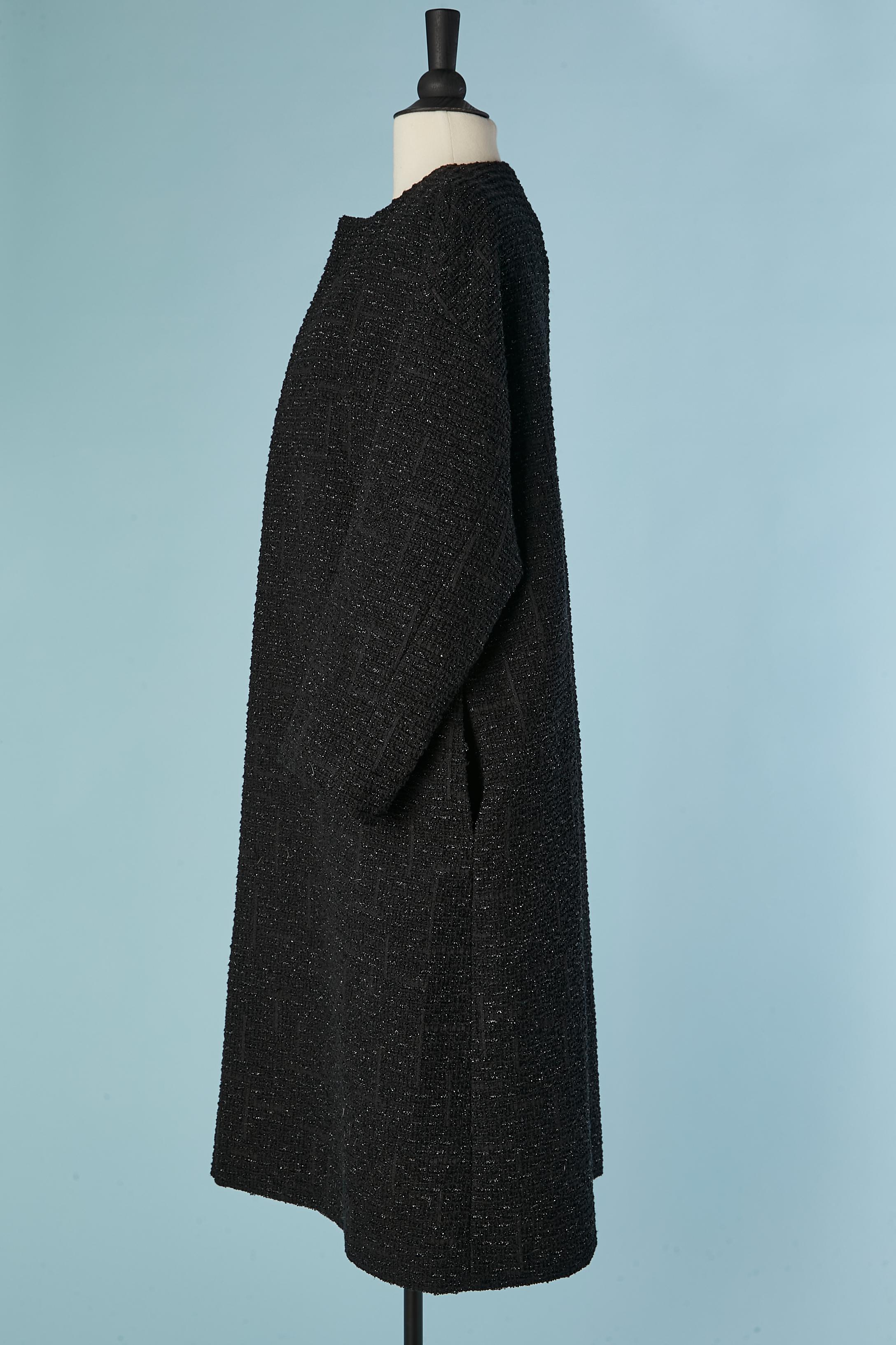 Black shiny tweed edge to edge coat CHRISTIAN DIOR In condizioni Nuovo in vendita a Saint-Ouen-Sur-Seine, FR