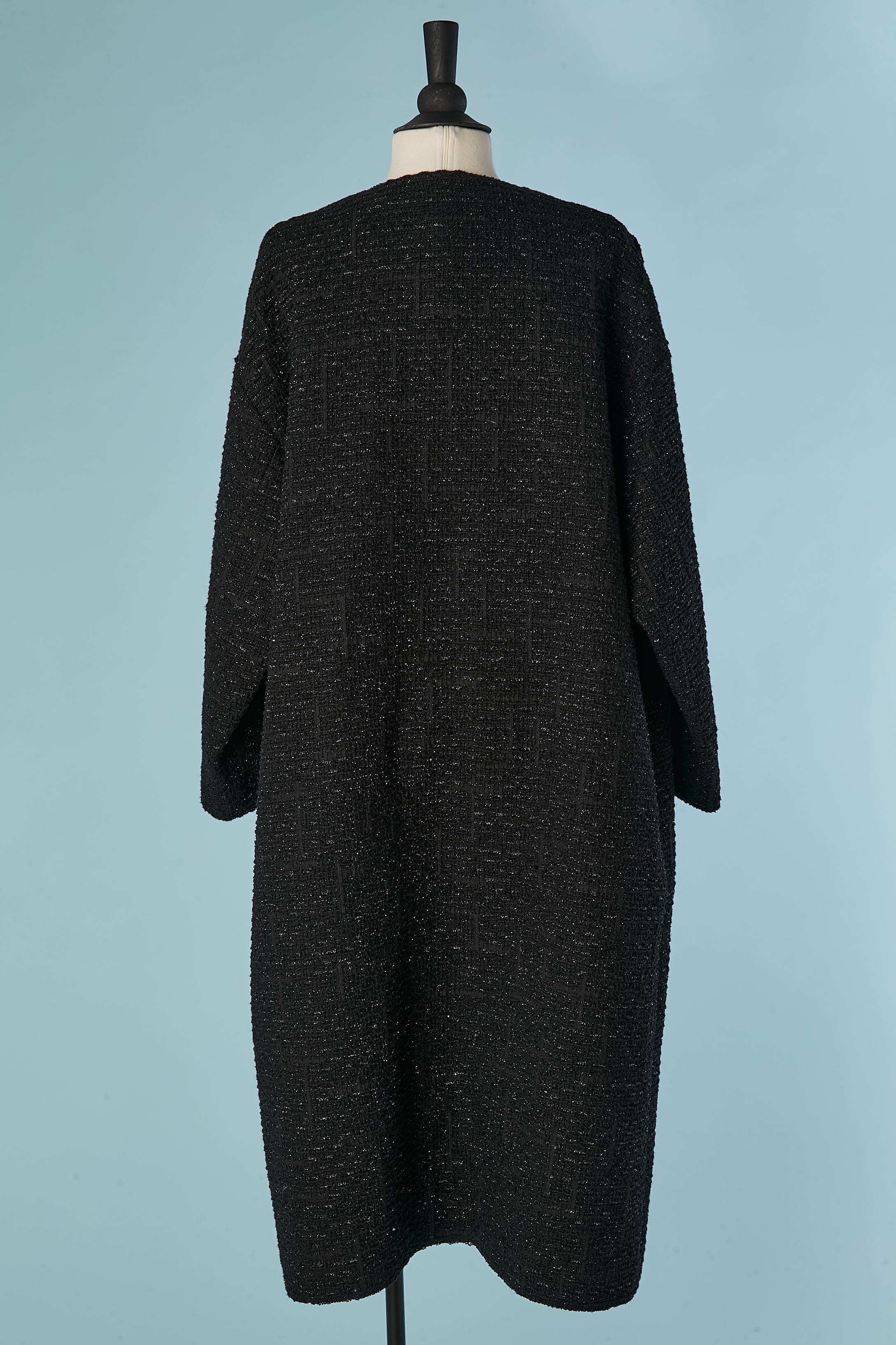 Donna Black shiny tweed edge to edge coat CHRISTIAN DIOR in vendita