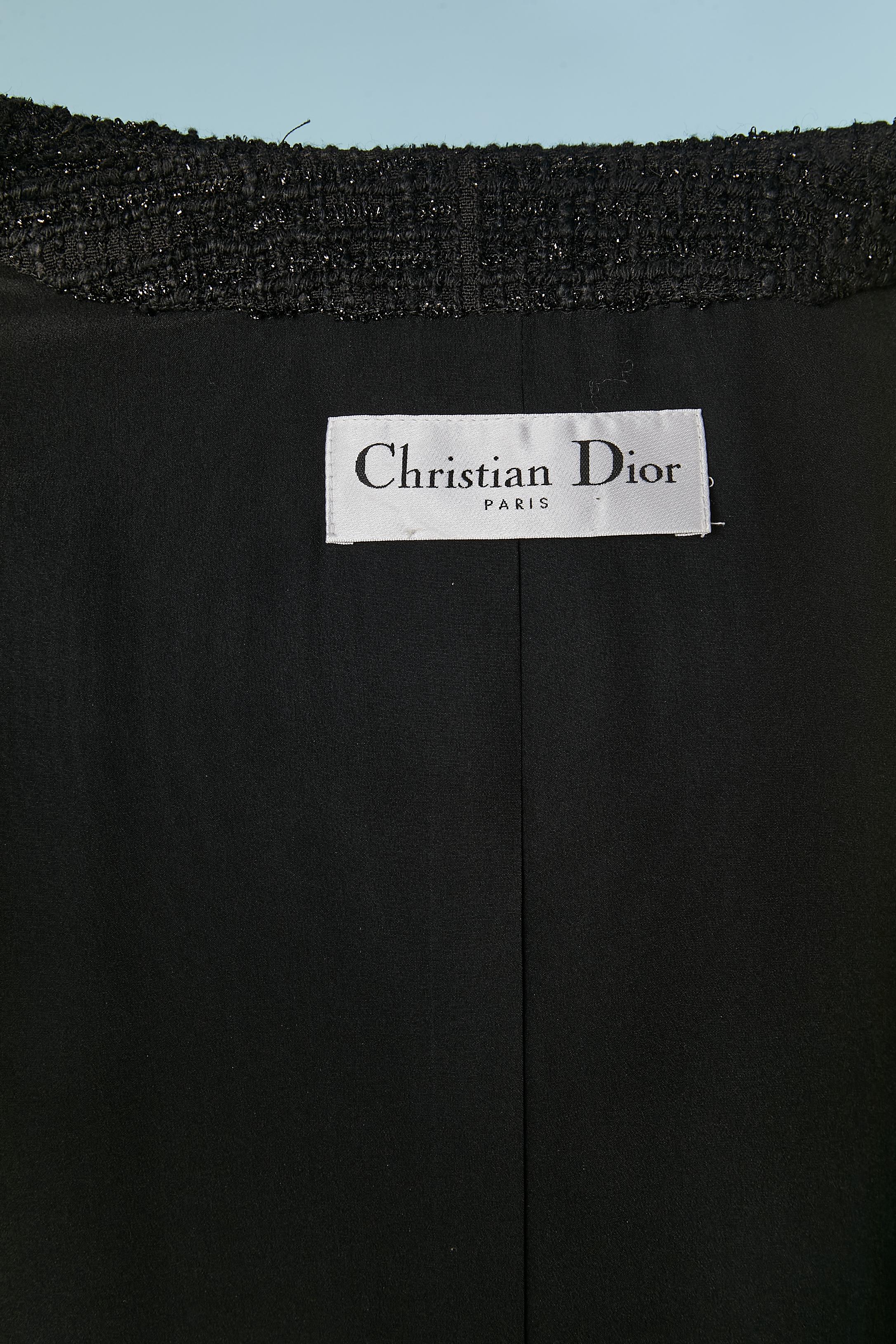 Black shiny tweed edge to edge coat CHRISTIAN DIOR in vendita 1