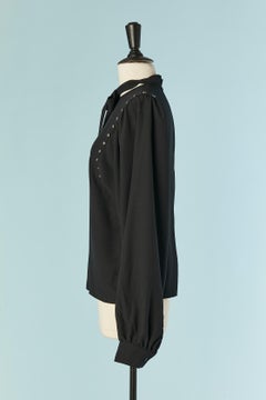 Black shirt with bow tie and silver studs GIAMBA by GIAMBATTISTA VALLI