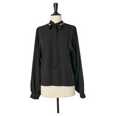 Black shirt with bow tie and silver studs GIAMBA by GIAMBATTISTA VALLI
