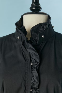 Black shirt with silk taffetas ruffles edge and silver buttons Roberto Cavalli