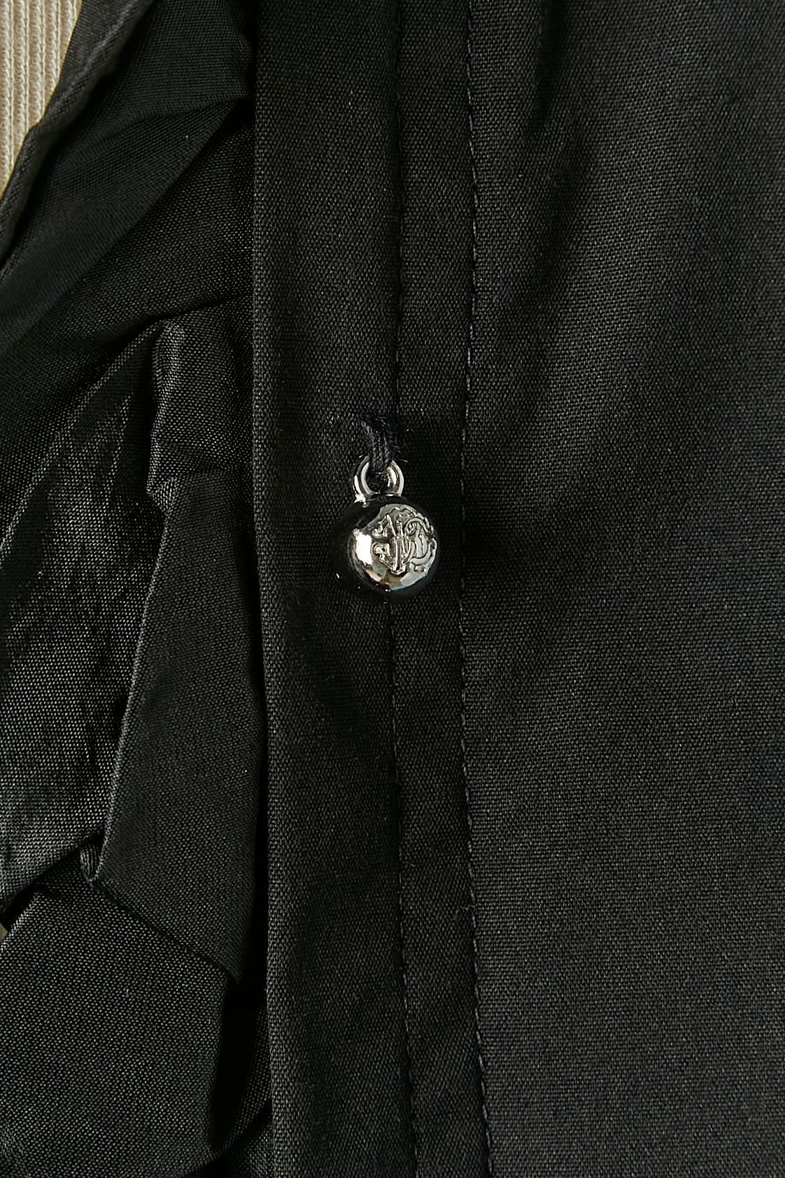 Black shirt with silk taffetas ruffles edge and silver buttons Roberto Cavalli  For Sale 3
