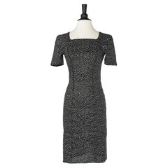 Black short sleeve dress with white print NINA RICCI