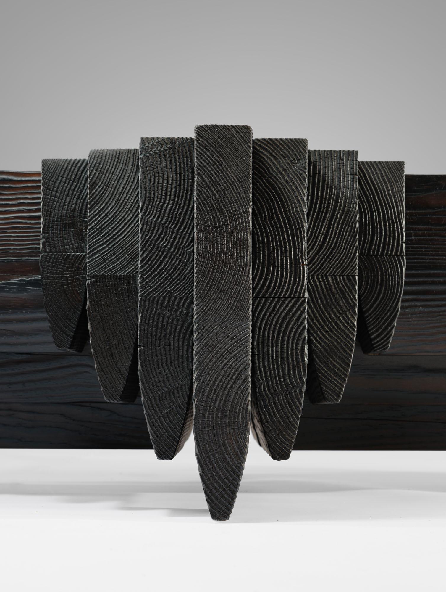 Black ‘Shou Sugi Ban’ burned solid Navé Cross 94 coffee table by Tim Vranken In New Condition For Sale In 1204, CH