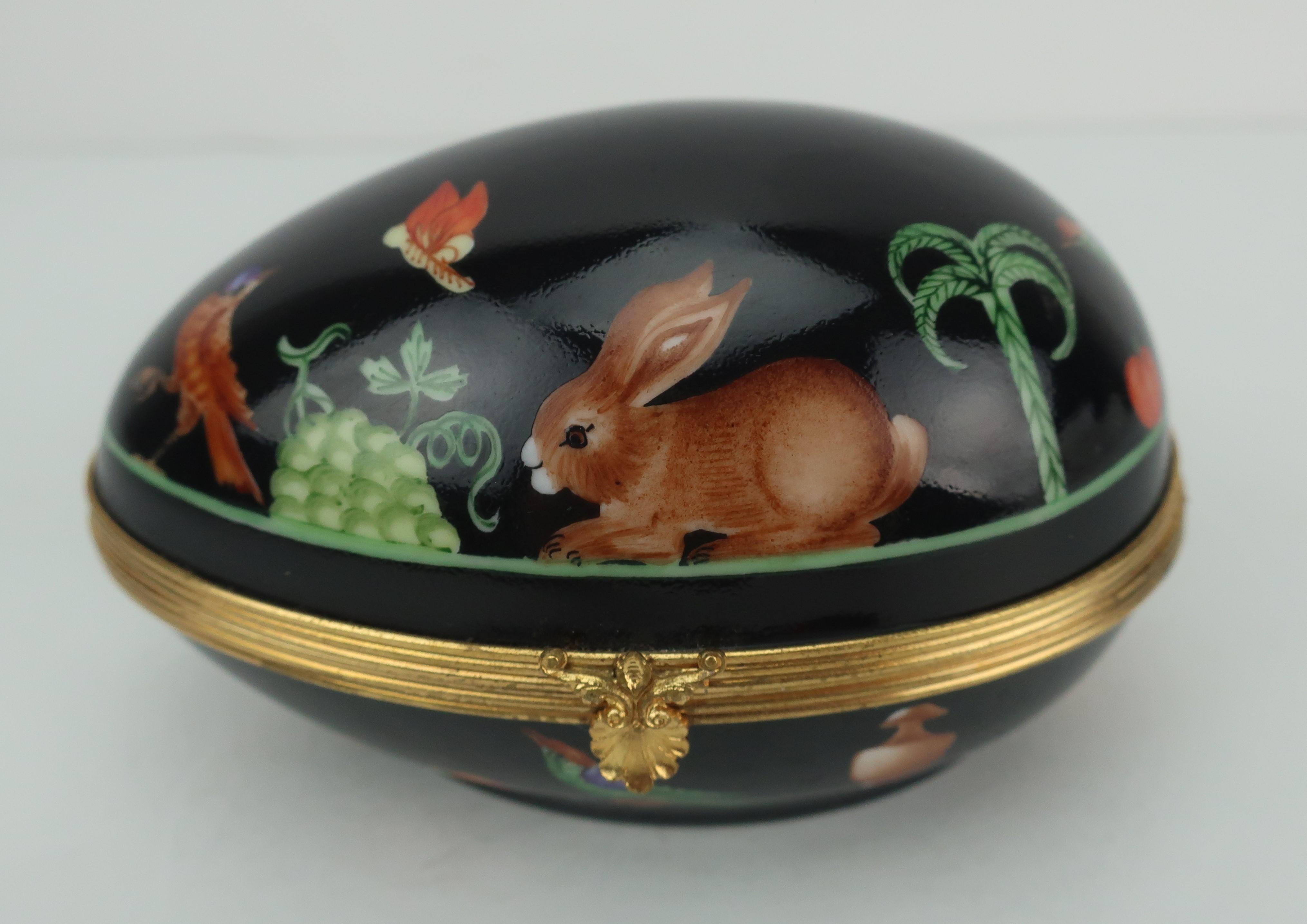 Noir Boîte à œufs en porcelaine de Limoges Le Tallec for Tiffany & Co. à bandoulière noire