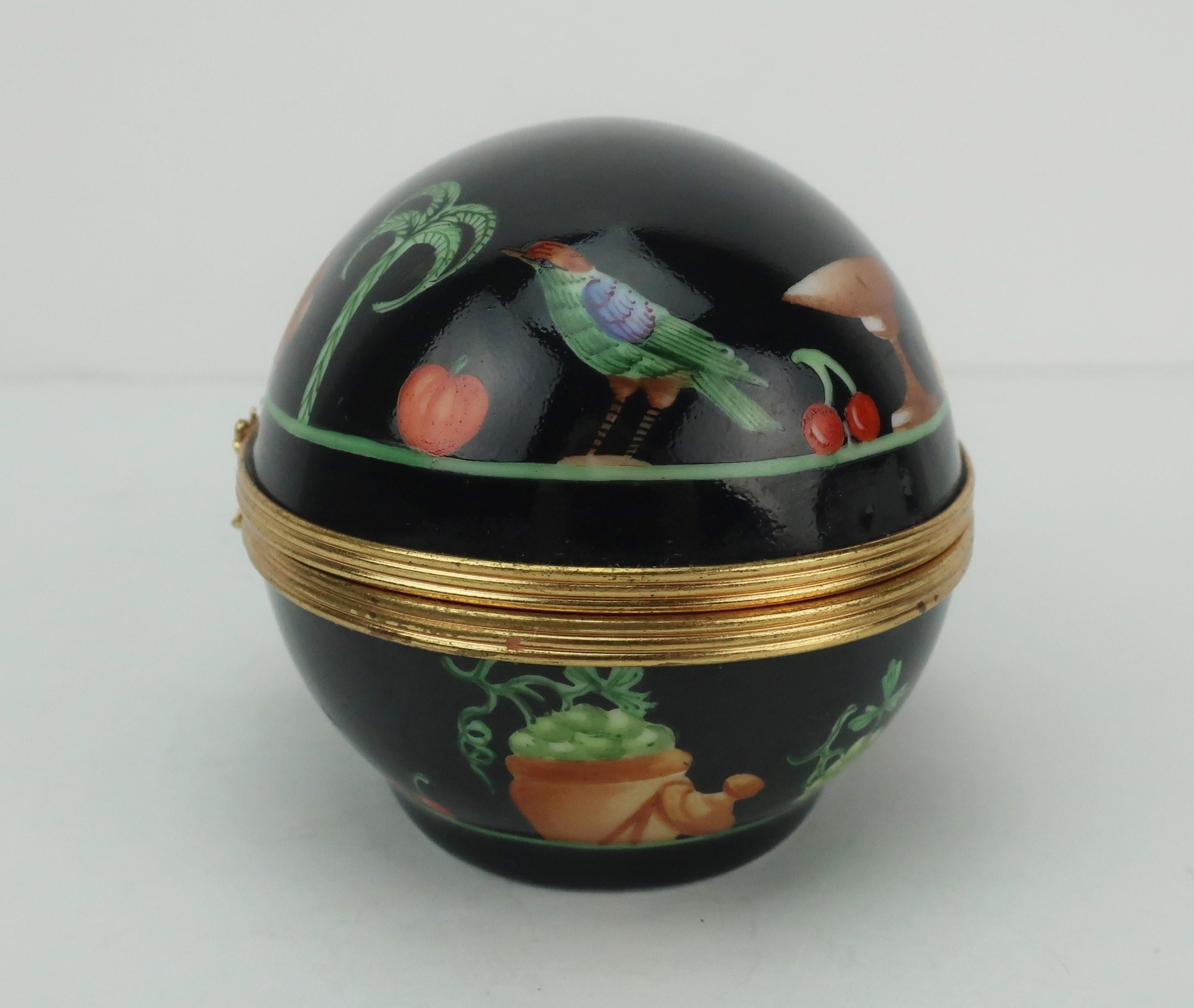 Women's or Men's Black Shoulder Le Tallec for Tiffany & Co. Limoges Porcelain Egg Box