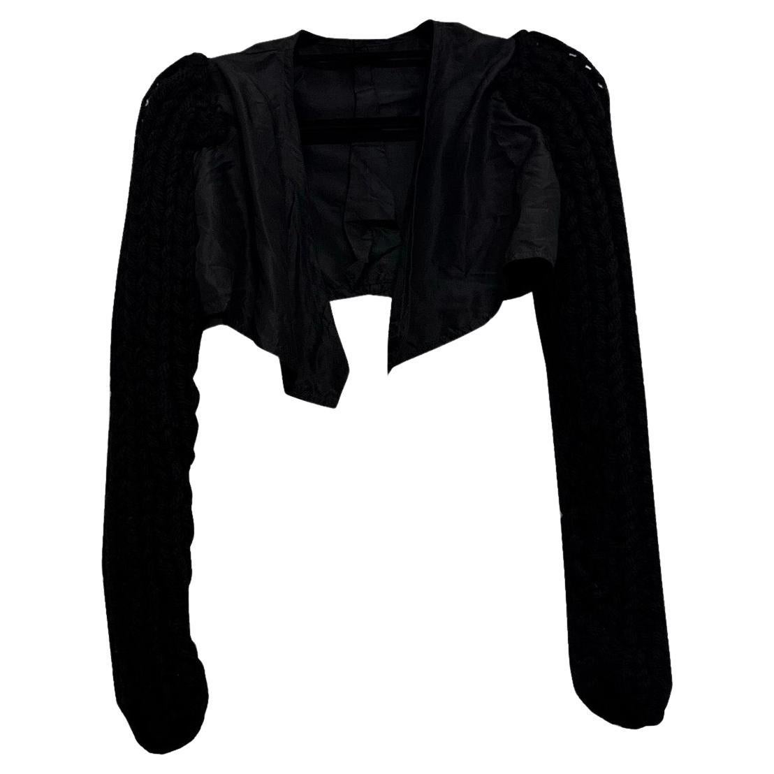 Black Shrug with Knitted Sleaves