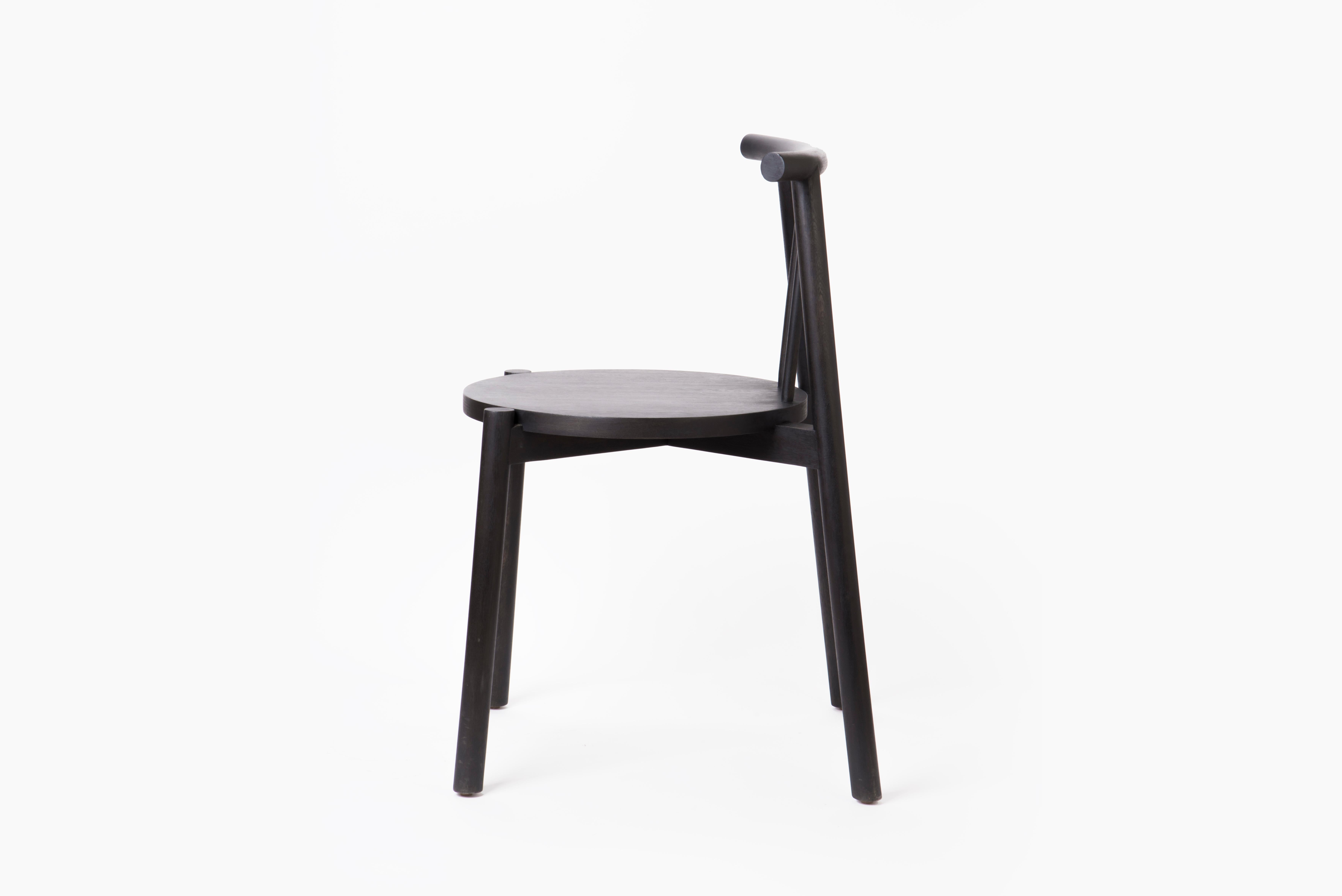 Mexican Black Side Chair, Dinning Chair Crafted in Solid Oak Wood For Sale