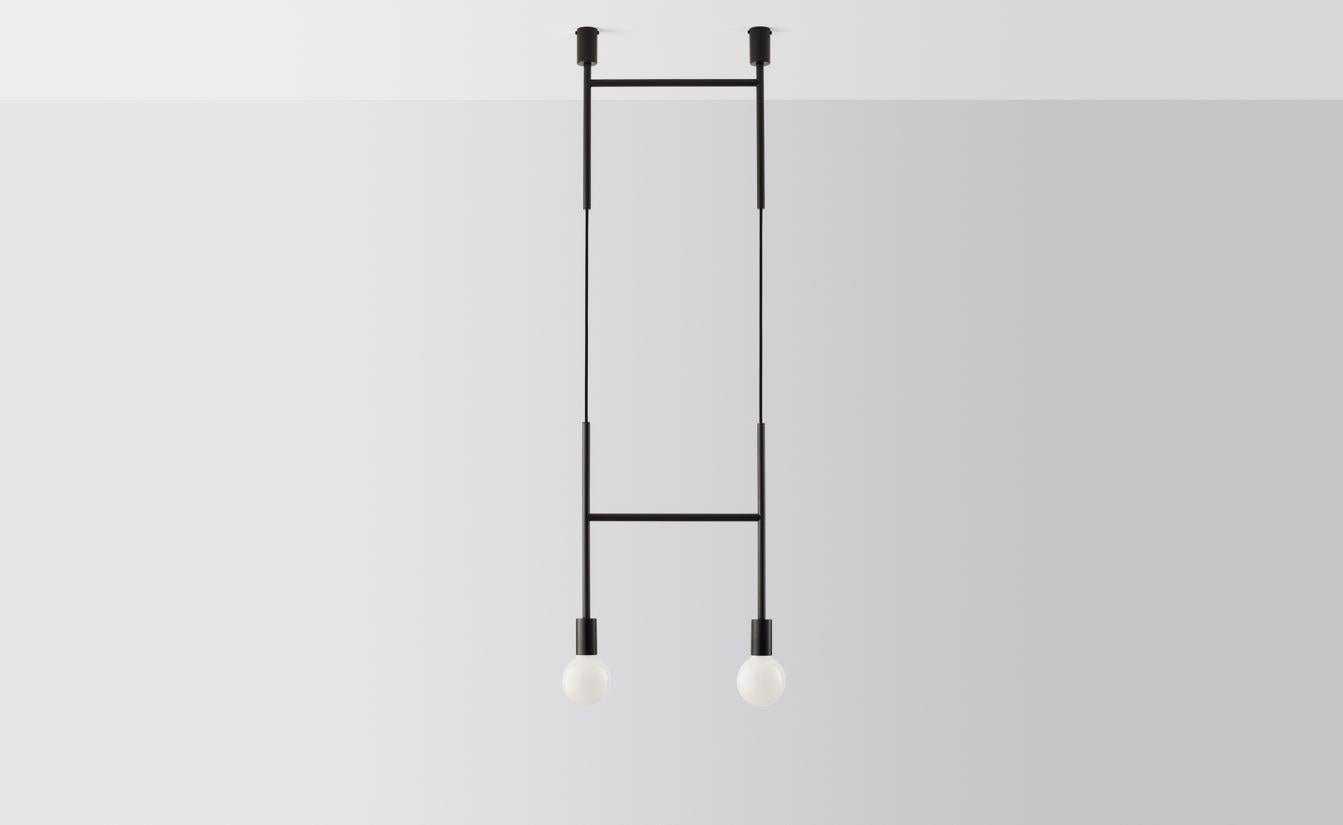 Black side step by Volker Haug
Dimensions: W 45 x H min 108 cm
Materials: Polished, bronzed brass or steel
Cord: Fabric or metal
Finish: Raw, satin lacquer or powdercoat
Weight: Approximate 2.3 kg

Lamp: 240V E27 (120V E26 US)
Custom
