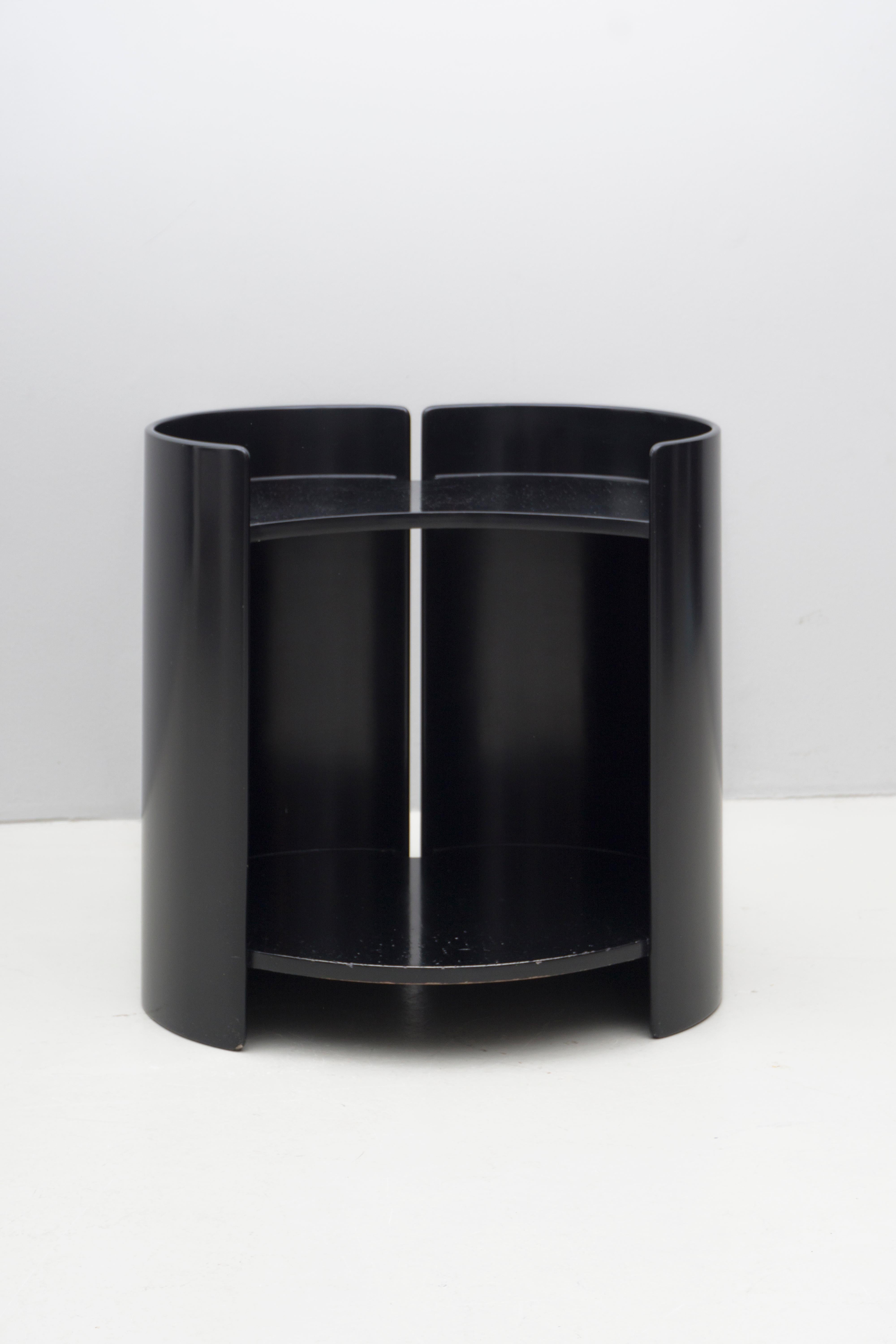 Side table model 'GEA' 
laminated wood, black lacquered.
Dimension / L. 54 cm W. 42 cm H. 52cm.
Design / Kazuhide Takahama 1961
Manufacturer Gavina Italy

Takahama is best known as a furniture and lighting designer, and has produced work for