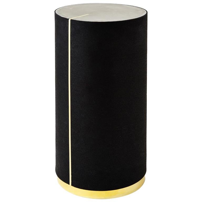 Black Side Table in Concrete Rubber and Brass For Sale