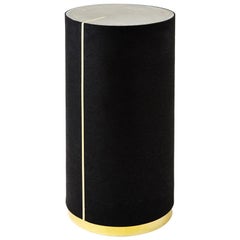 Black Side Table in Concrete Rubber and Brass