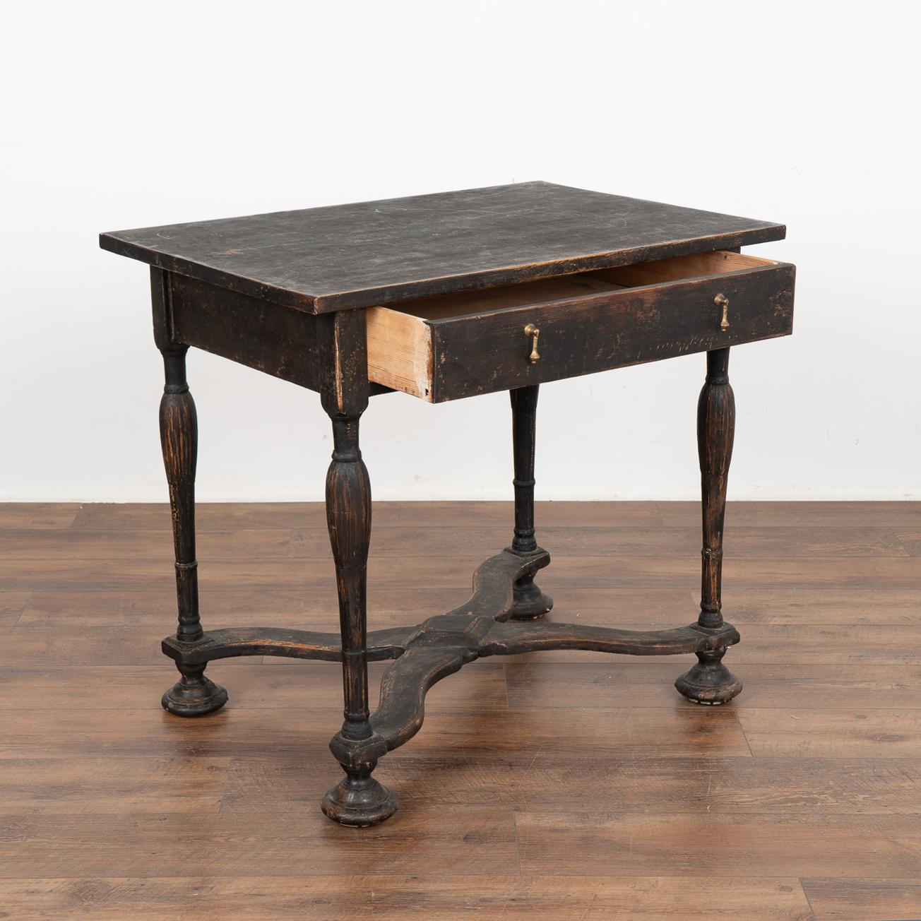 Country Black Side Table With Single Drawer, Sweden circa 1820