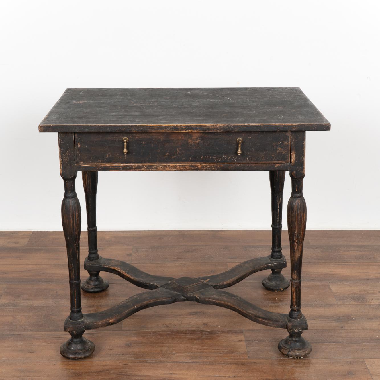 Swedish Black Side Table With Single Drawer, Sweden circa 1820