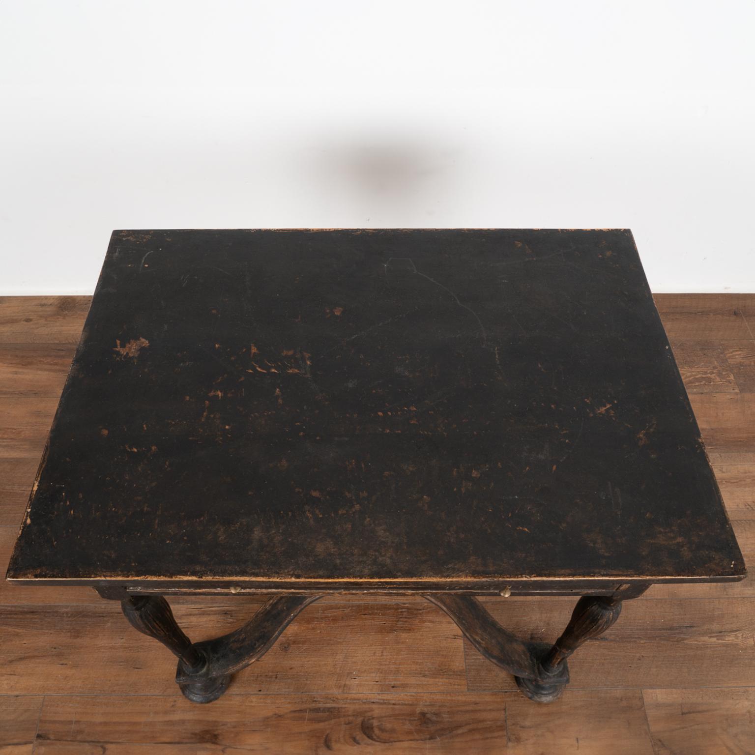 Black Side Table With Single Drawer, Sweden circa 1820 In Good Condition In Round Top, TX