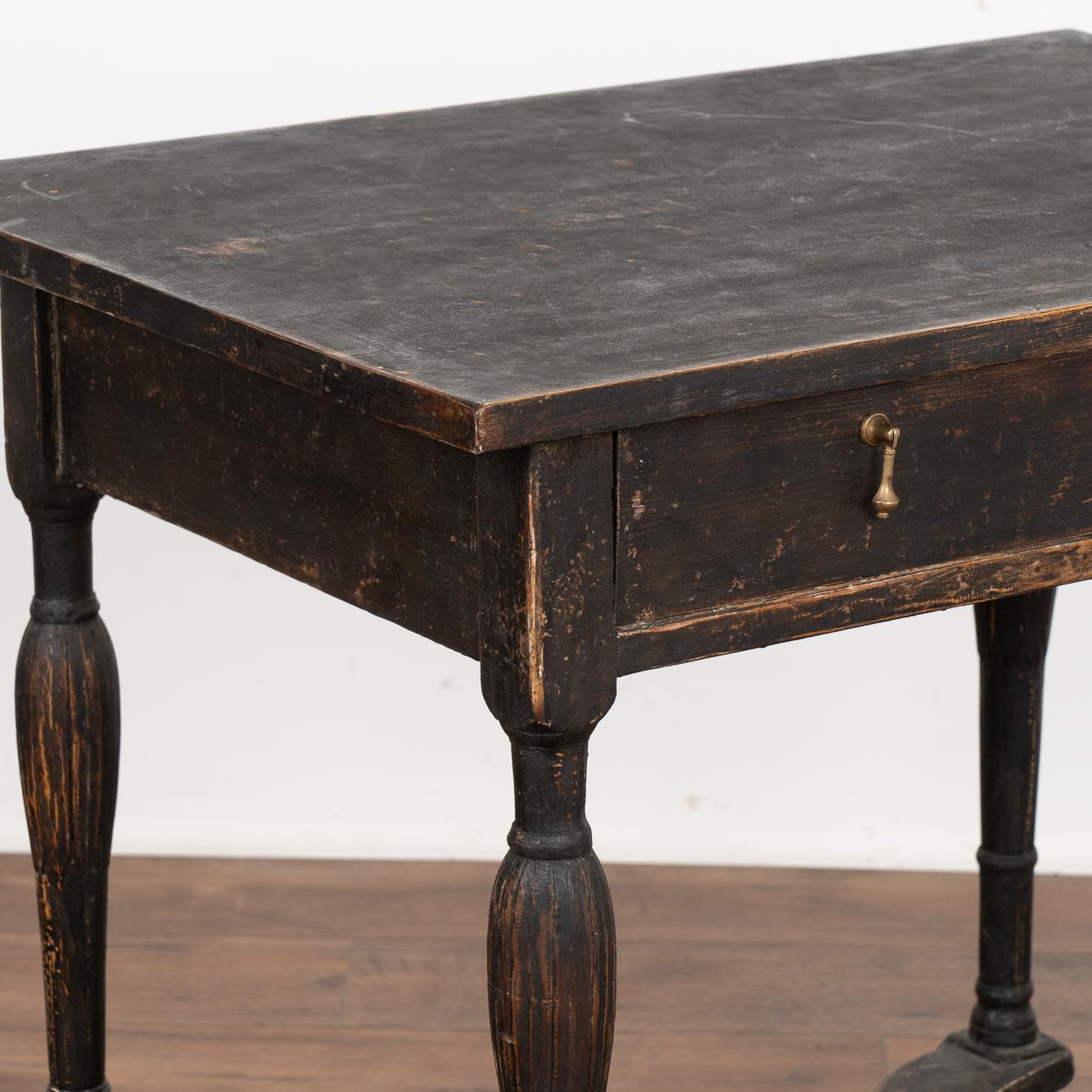 19th Century Black Side Table With Single Drawer, Sweden circa 1820
