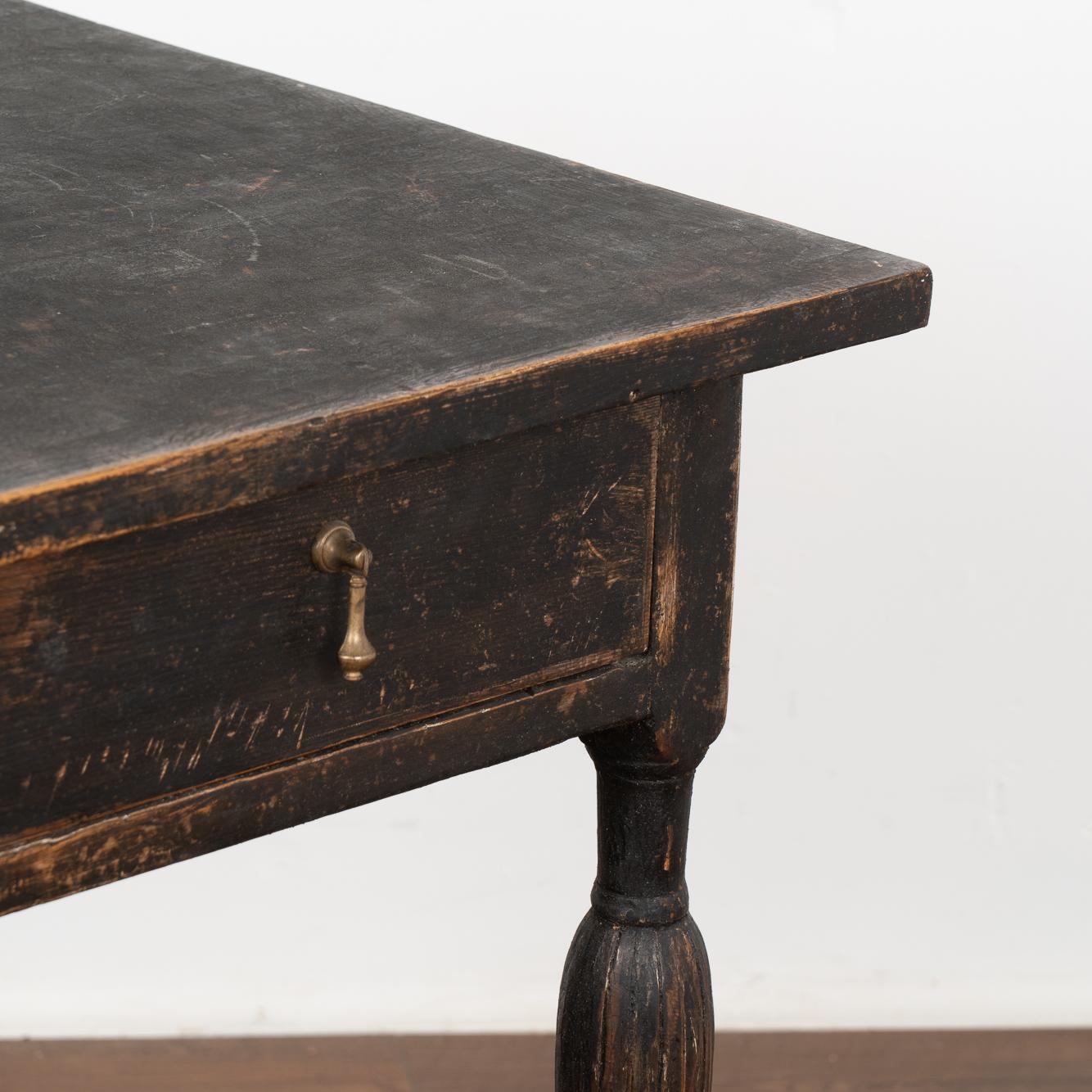 Wood Black Side Table With Single Drawer, Sweden circa 1820