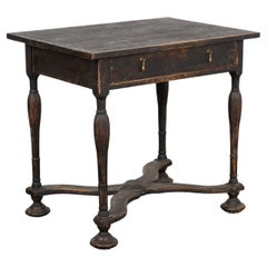 Antique Black Side Table With Single Drawer, Sweden circa 1820