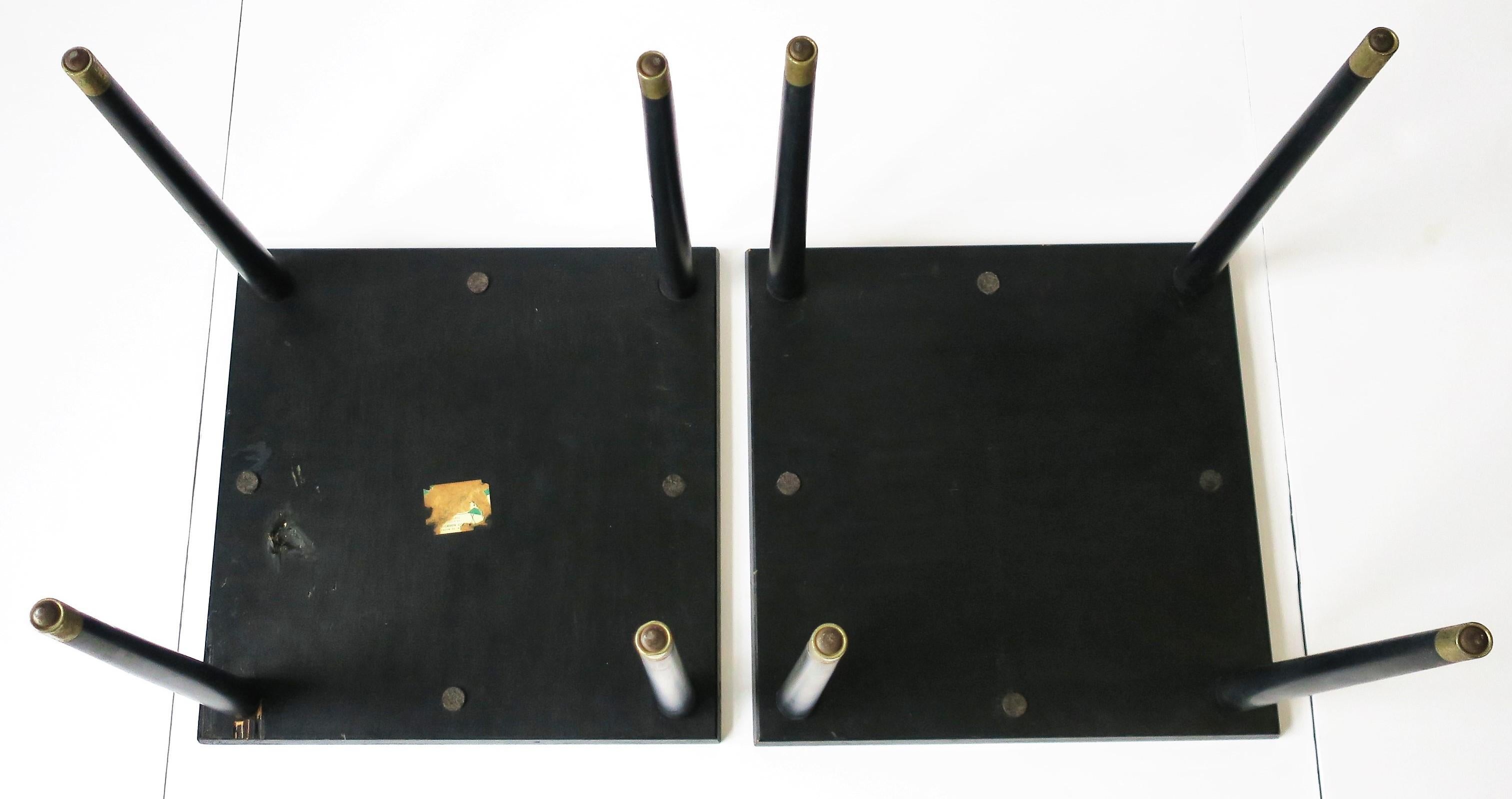 Midcentury Modern Black End, Side or Nesting Tables w/Greek-Key, Pair, 1940s 9