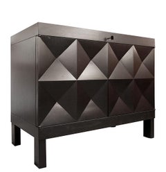Black sideboard with Op-Art doors by J. Batenburg for Mi, Belgium 1969