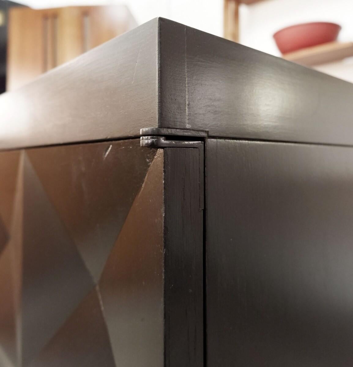 Credenza nera con ante Op-Art di J. Batenburg per Mi, Belgio 1969 In condizioni buone in vendita a Uccle, BE