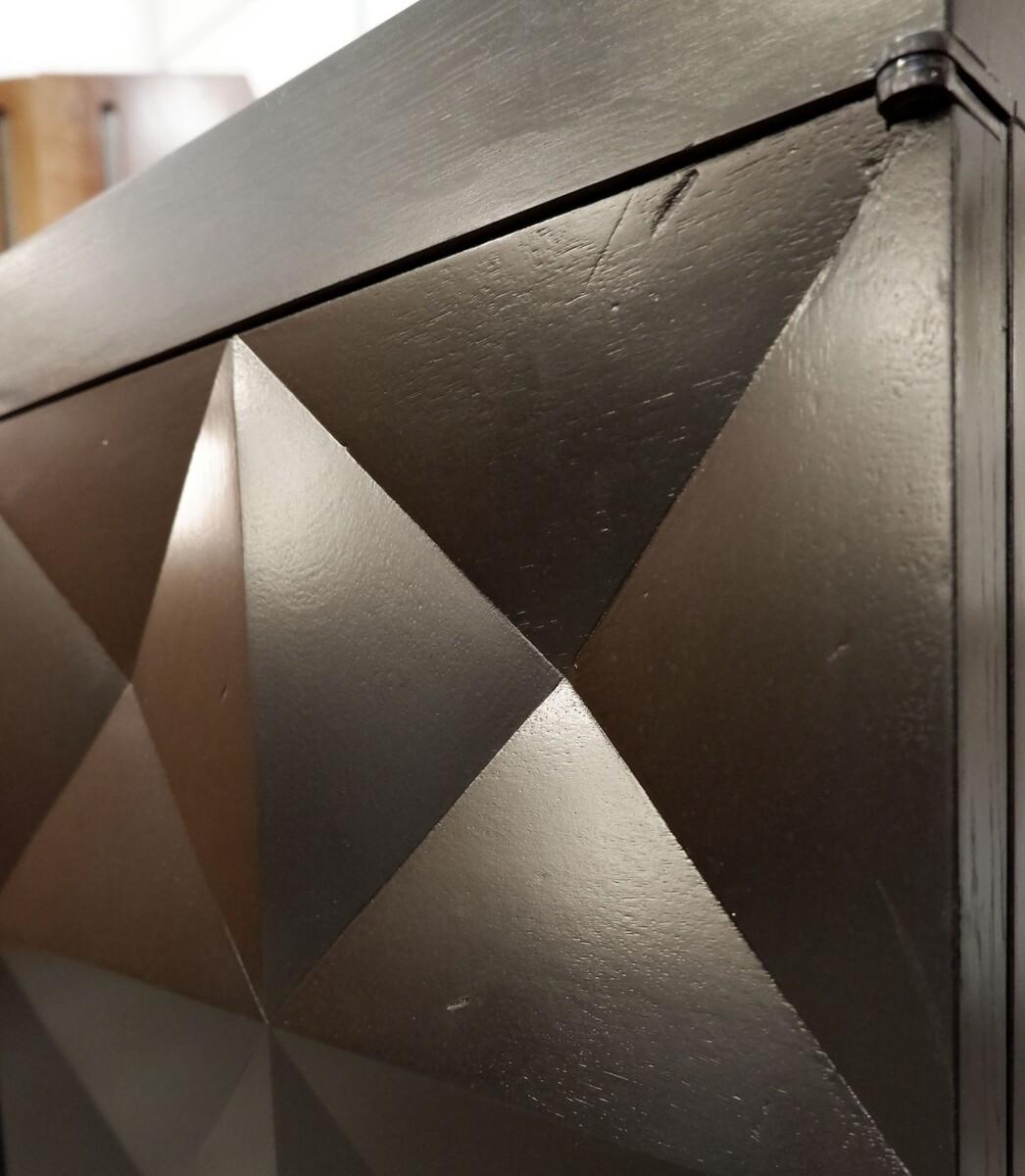 Legno Credenza nera con ante Op-Art di J. Batenburg per Mi, Belgio 1969 in vendita